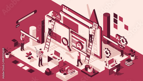Web Development and Design Process Illustration.