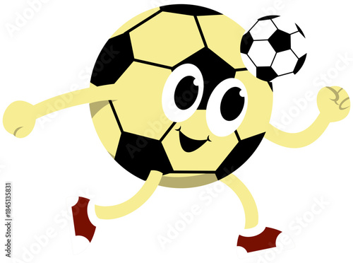 Soccer Mascot Heading Ball Illustration. Editable Color Vector