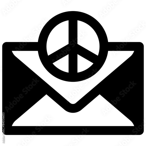 Letter of peace. Outlined stroke vector icon with black-filled details.