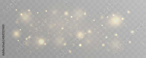 Golden glitter dust floats freely with soft radiant glow. The luminous particles add depth and cinematic elegance. Ideal for premium abstract visuals VECTOR