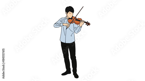 A man playing the violin with focus and passion, creating beautiful music