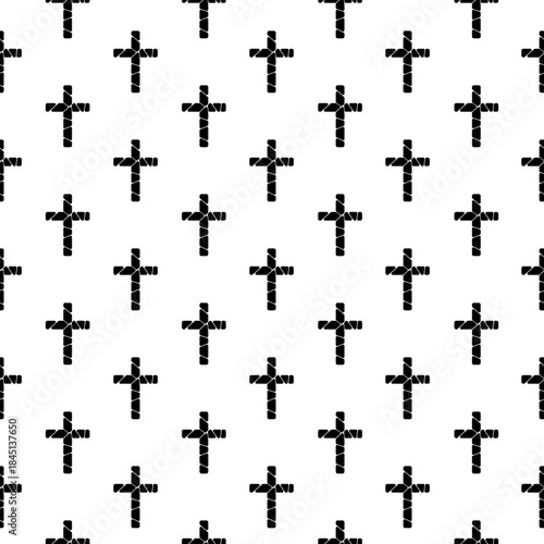 Christian cross seamless pattern isolated on white background