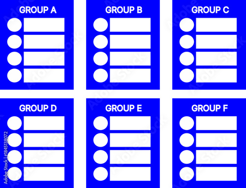 A Set of Six Blue Groups for the Group Stage of Sports and Esports Tournaments