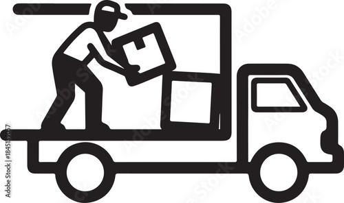 A professional Delivery Driver Silhouette Pack showcasing dynamic poses of couriers and delivery workers,