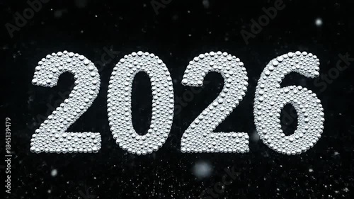 2026 New Year Silver Sparkling Celebration on Black.