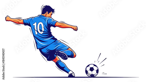Dynamic Soccer Player Kicking Ball in Action Illustration