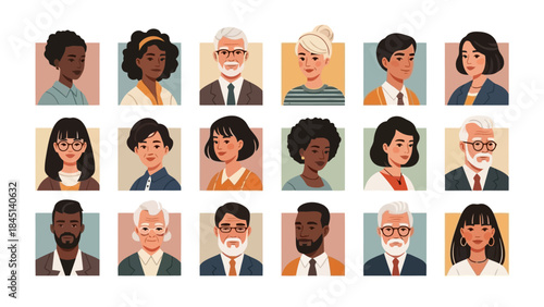 Diverse Group of People Portraits: Collection of Unique Individuals in Modern Style