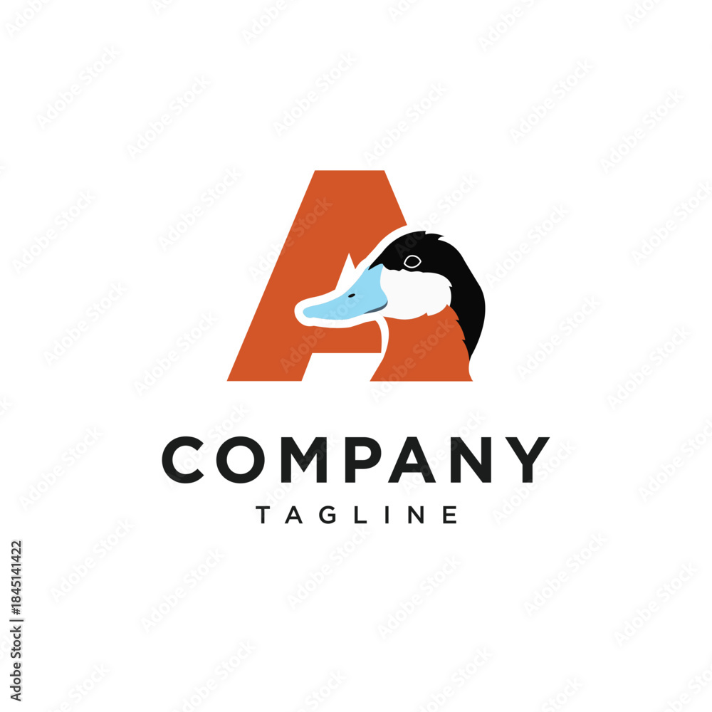 Obraz premium Letter A Ruddy Duck Logo Icon Vector