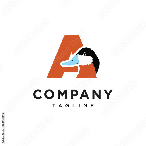 Letter A Ruddy Duck Logo Icon Vector