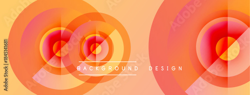 Abstract orange design features concentric circles. Gradient shades create dynamic visual effect. Text reads background design.
