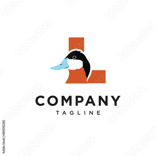 Letter L Ruddy Duck Logo Icon Vector