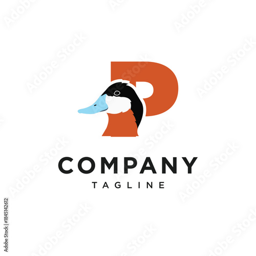 Letter P Ruddy Duck Logo Icon Vector