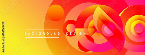 Abstract gradient shapes blend, creating vibrant background. Yellow transitions to orange, then red. Text reads background design.