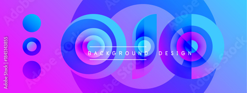 Abstract vibrant design features overlapping circles, gradients. Pink, blue hues create modern visual impact. Text reads background design.