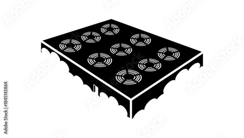 Data Center in cloud, black isolated silhouette