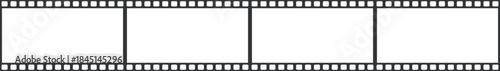シンプルな映画のフィルムのフレームが4個連なった横長イラスト素材（アスペクト比16:9）