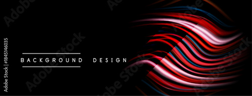 Abstract vibrant lines form dynamic wave pattern. Dark background emphasizes colorful flow, creating modern visual impact.