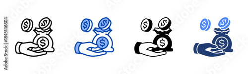 Capital icon set multiple style collection