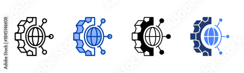 Technology icon set multiple style collection