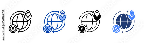 Trade icon set multiple style collection