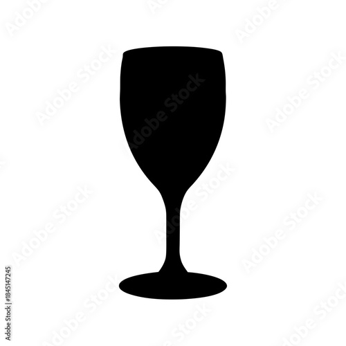 A simple silhouette design of a classic wine glass for various uses