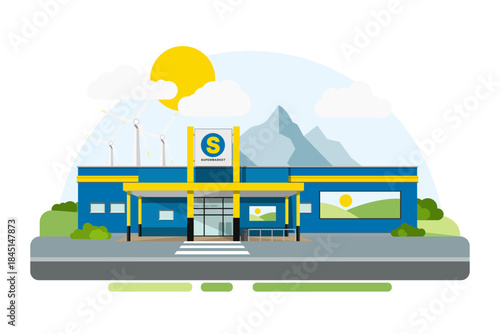 supermarket. supermarket building. vector illustration
