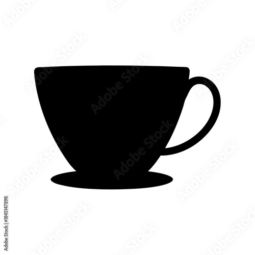 A stylized black silhouette vector icon representing a coffee cup or tea cup on a white background