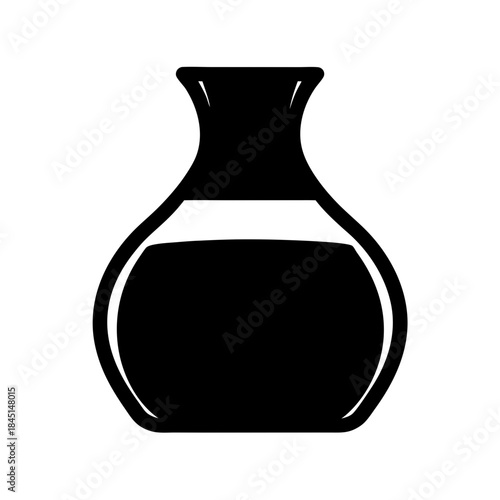 A minimalist black and white icon of a traditional japanese sake flask or tokkuri
