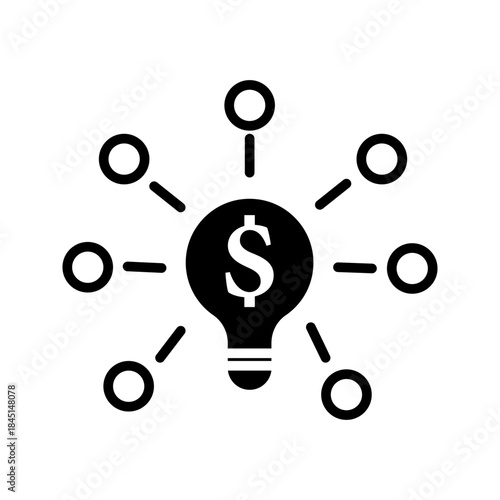 Business idea dollar light bulb line icon  Outline icon of a light bulb with dollar symbol representing profitable ideas, financial innovation, business strategy, and creative investment concepts.