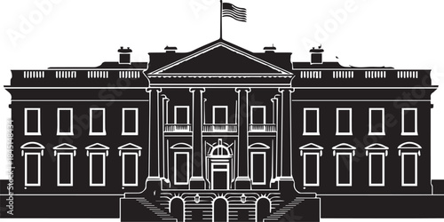 Silhouette of the white house presidential residence in washington dc