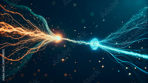 Abstract representation of data transfer or electrical energy flow with vibrant colors