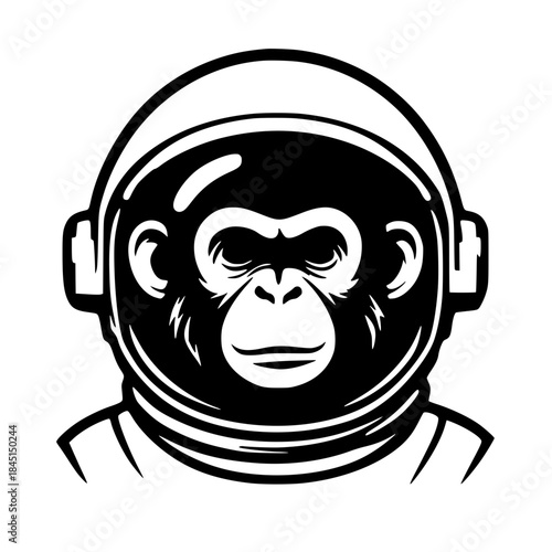 Monkey astronaut portrait silhouette