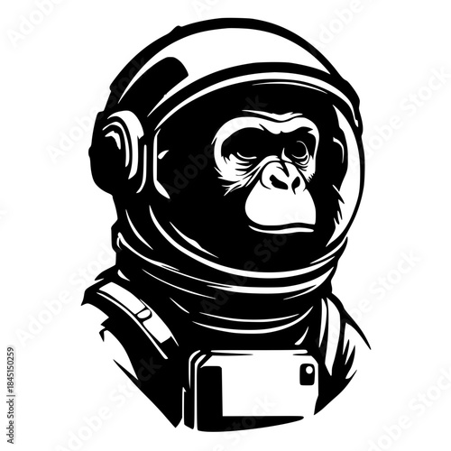 Monkey astronaut portrait silhouette