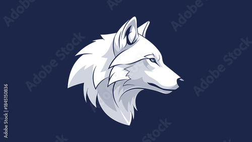 White Wolf Head Silhouette Vector Art - Majestic Animal Illustration
