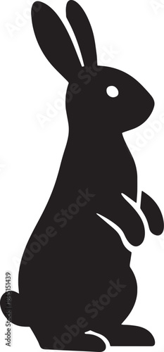 Upright Bunny Silhouette Standing on Hind Legs – Bold Minimal Vector