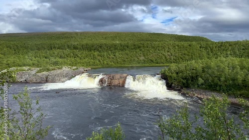 The Pikefossen waterfall in Norway on the Kautokeinoelva river