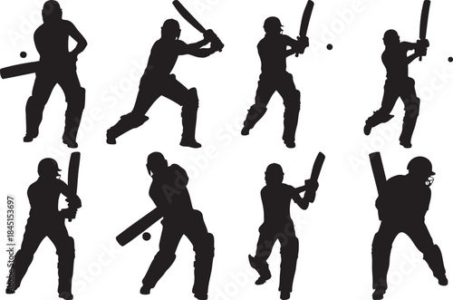 Cricket Batting Silhouettes Collection