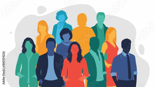 Diverse Group of People Standing Together in a Crowd.