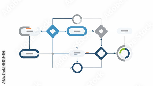 Clean and Modern Flowchart Diagram Illustrating Efficient Business Process Planning, Workflow Automation, and Strategic Decision Making for Enhanced Productivity
