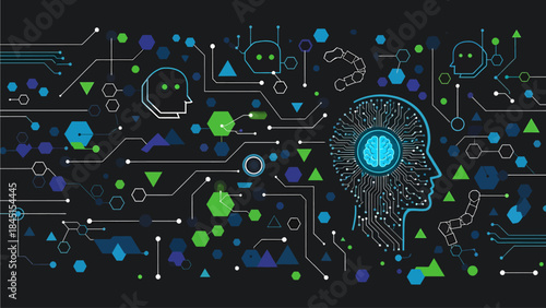 AI Powered Brain with Network Connections Illustrating Data Processing, Machine Learning, and Robotic Systems for Future Technology and Innovation