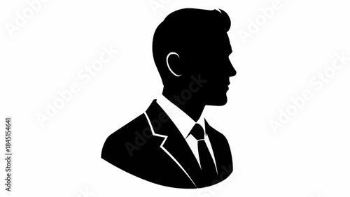 Silhouette of a businessman in a suit and tie.