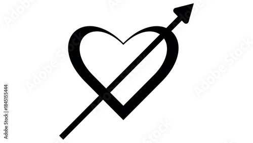 Red heart with arrow symbol of love and romance design