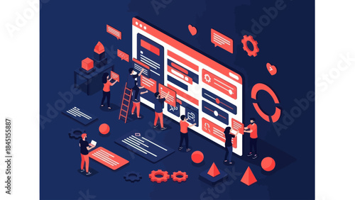 Web Development Team Collaborating on Digital Interface Design.