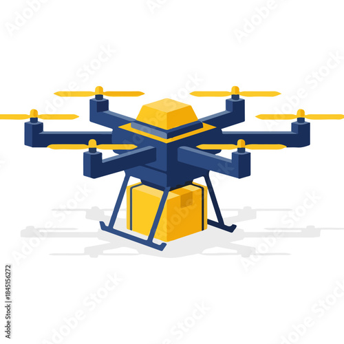 Modern Drone Delivering a Package with Precision.