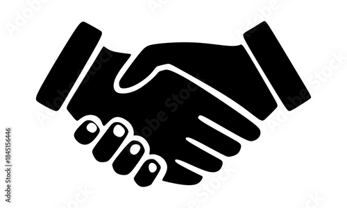 A professional vector illustration of a business handshake symbol representing a successful deal, partnership agreement, and teamwork between people shaking hands in a contract meeting.
