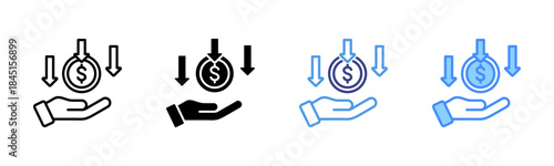 Saving Money icon set multiple style collection