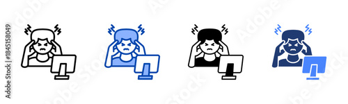 Stress icon set multiple style collection