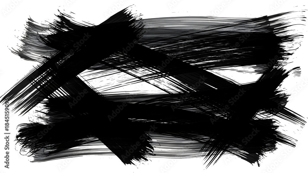 Obraz premium Black and white grunge illustration of a ink paint splashes and brush strokes