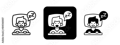 Insomnia  Solid color and black line drawing vector illustration set