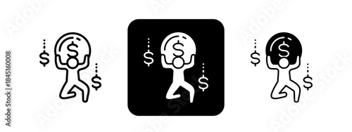 Burden  Solid color and black line drawing vector illustration set